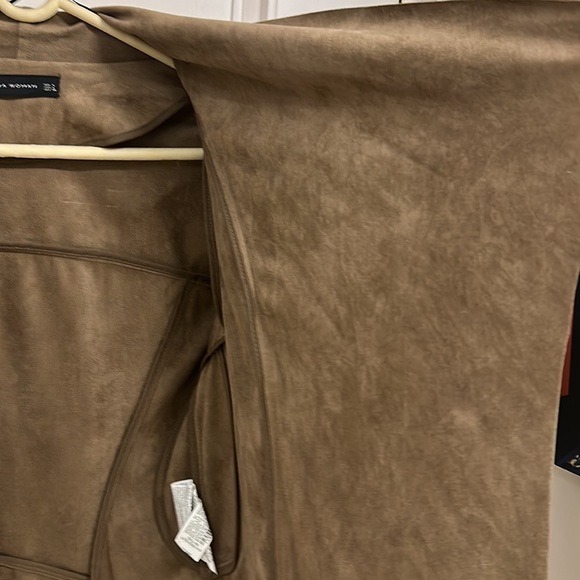 ZARA Faux Suede short jacket in Chocolate Brown with zip in Size L! Super soft! - Picture 9 of 10